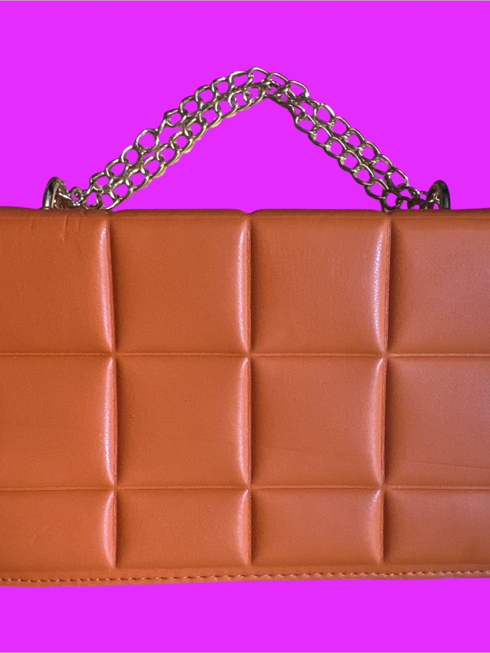 Women's Mini Orange Quilted Minimalist - Flap Rectangle Double Hand Chain Bag !